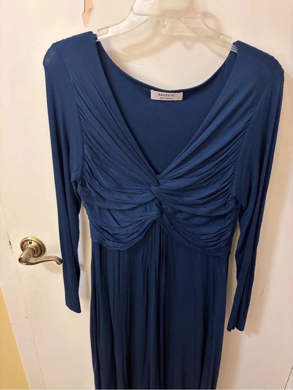 Bailey 44 Deep Blue Long Sleeve Twist-Front Midi Dress